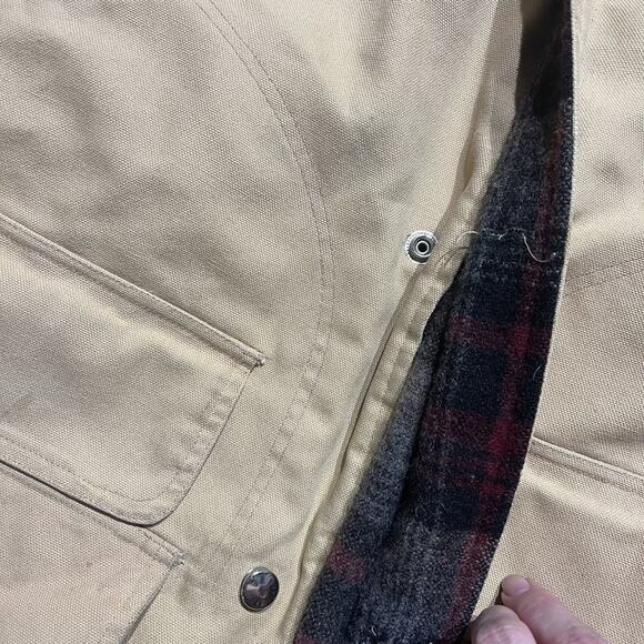 Vintage 80s Unbranded Tan Wool Reversible Barn Coat - Picture 2 of 4